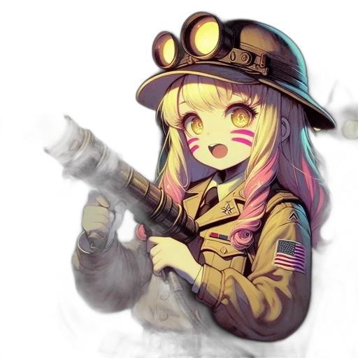 weapon, staff, hat, robot transparent PNG cut-out