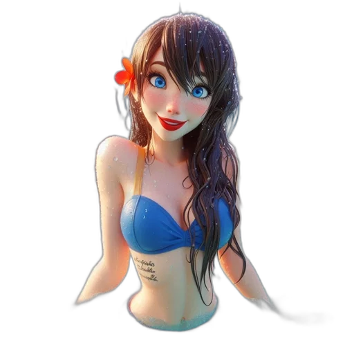 dress, flower, face, fantasy art transparent PNG cut-out