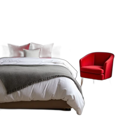 furniture, 3d render, photorealistic, red transparent PNG cut-out