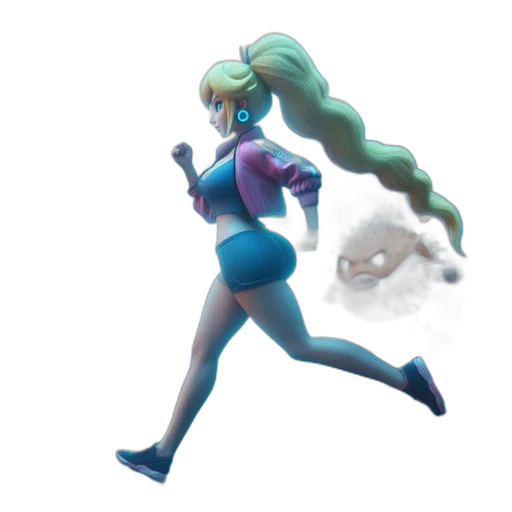 dress, hair, creature, staff transparent PNG cut-out