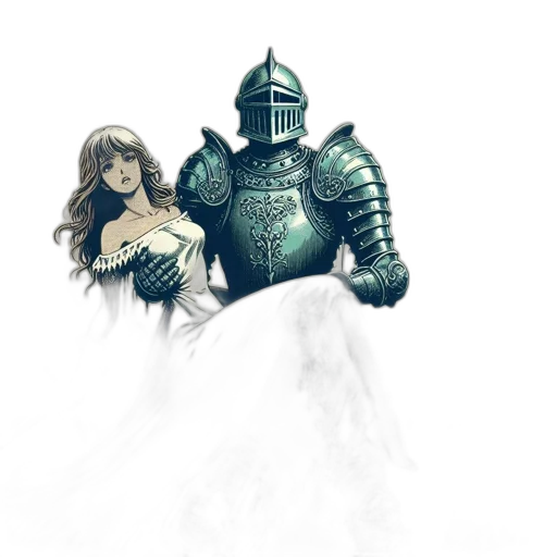 dress, sword, robot, fantasy art transparent PNG cut-out