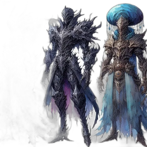 concept art, fantasy art, comic book art, blue transparent PNG cut-out