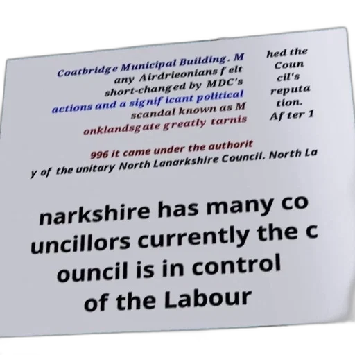 sign, reads, coatbridge, municipal transparent PNG cut-out