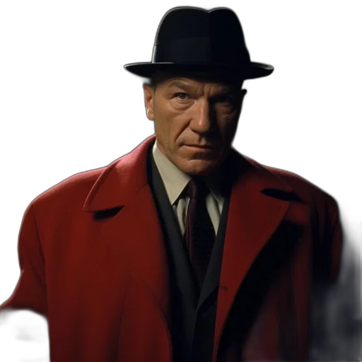 jacket, hat, face, staff transparent PNG cut-out
