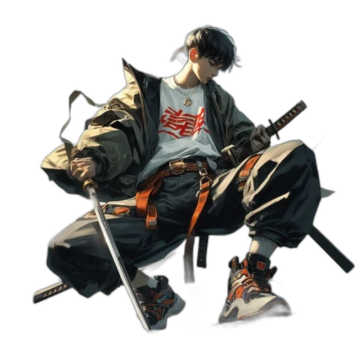 weapon, jacket, staff, sword transparent PNG cut-out