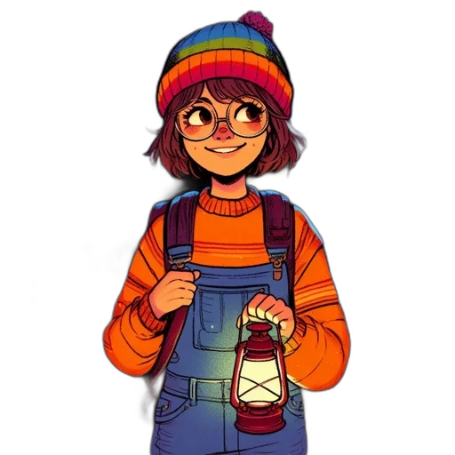 jacket, hat, staff, bottle transparent PNG cut-out