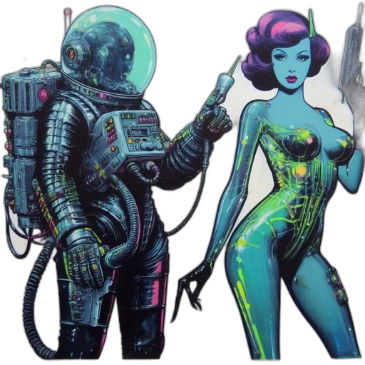 robot, comic book art, concept art, cyberpunk transparent PNG cut-out