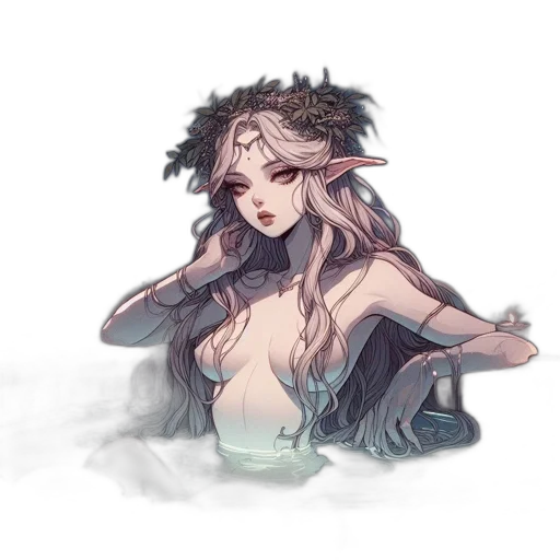 crown, creature, dress, hair transparent PNG cut-out