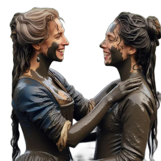 mask, hair, photorealistic, oil painting transparent PNG cut-out