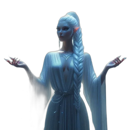 dress, staff, creature, jewelry transparent PNG cut-out