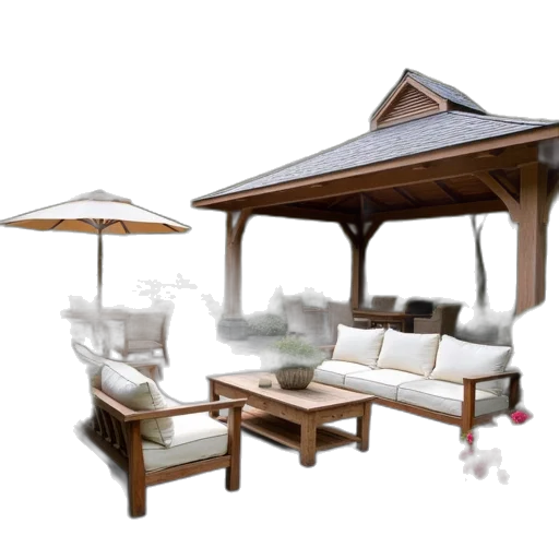 furniture, umbrella, 3d render, photorealistic transparent PNG cut-out