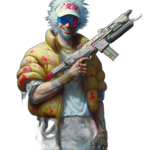 weapon, jacket, staff, creature transparent PNG cut-out