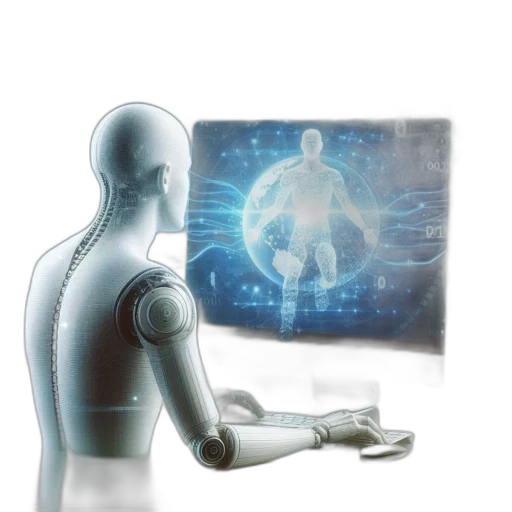 robot, concept art, anthropomorphic, interacts transparent PNG cut-out