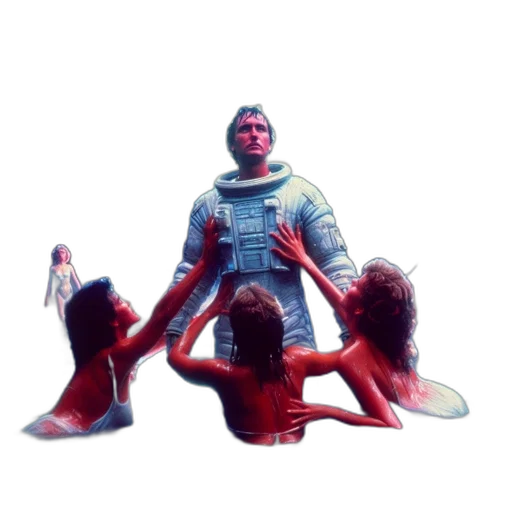 robot, concept art, 3d render, vaporwave transparent PNG cut-out