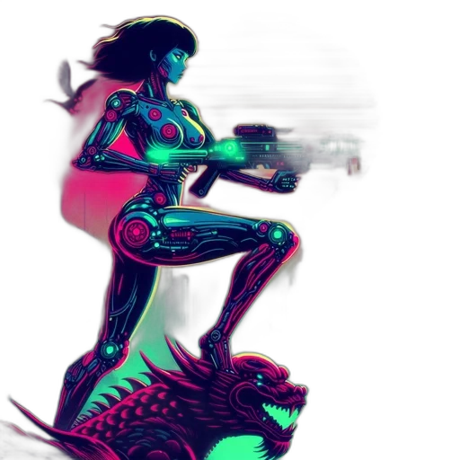 weapon, comic book art, concept art, cyberpunk transparent PNG cut-out