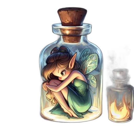 bottle, dress, watercolor, concept art transparent PNG cut-out