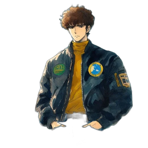 jacket, staff, creature, pixel art transparent PNG cut-out