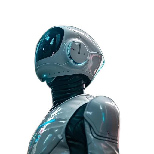 robot, face, creature, jacket transparent PNG cut-out