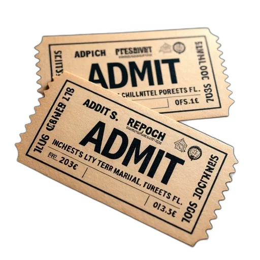 two, admit, tickets, metal transparent PNG cut-out