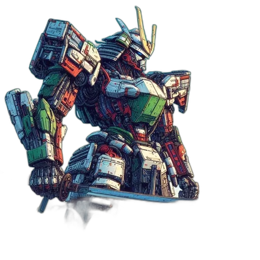 robot, weapon, concept art, pixel art transparent PNG cut-out