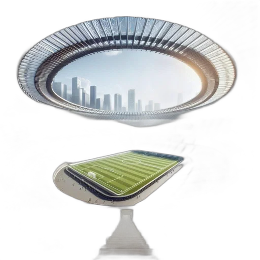 3d render, concept art, stadium, circular transparent PNG cut-out