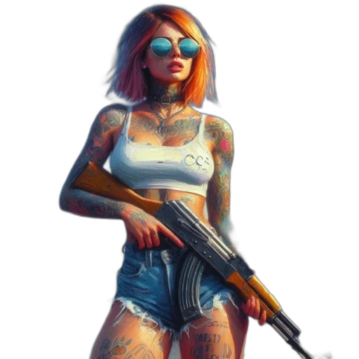 weapon, concept art, cyberpunk, fantasy art transparent PNG cut-out