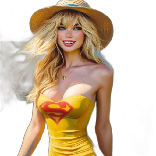 dress, hat, comic book art, photorealistic transparent PNG cut-out