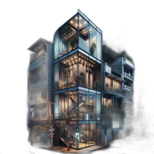 building, furniture, concept art, 3d render transparent PNG cut-out