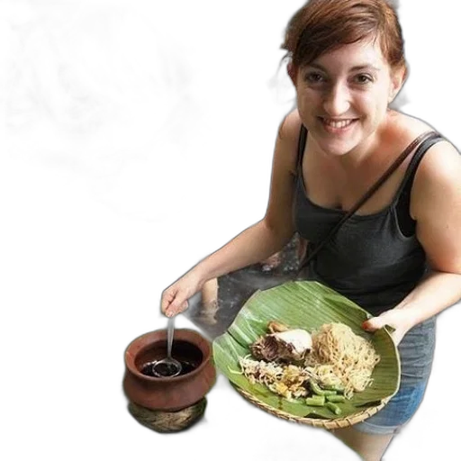 food, photorealistic, woman, smiles transparent PNG cut-out