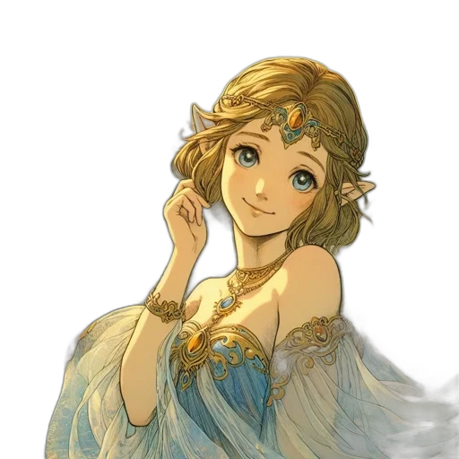 dress, crown, face, staff transparent PNG cut-out