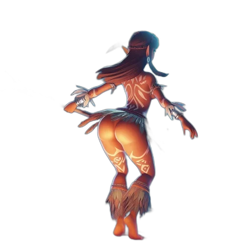 hair, creature, staff, dress transparent PNG cut-out