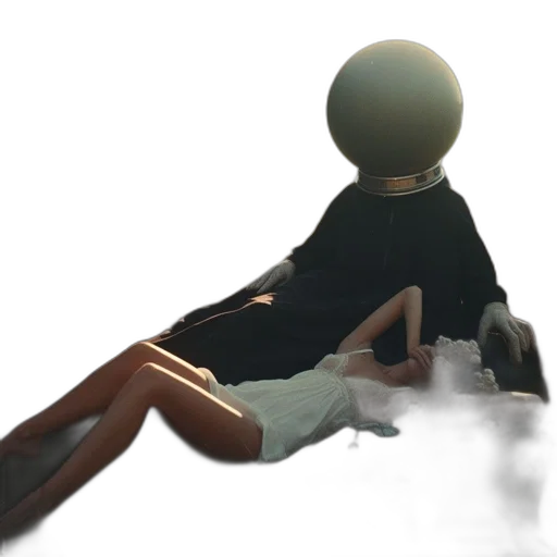 dress, robot, creature, staff transparent PNG cut-out