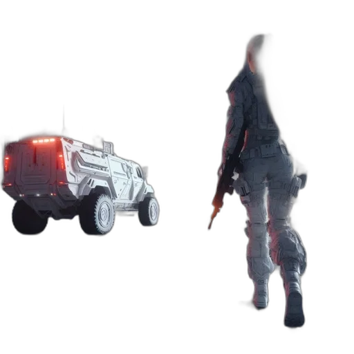weapon, car, jacket, robot transparent PNG cut-out