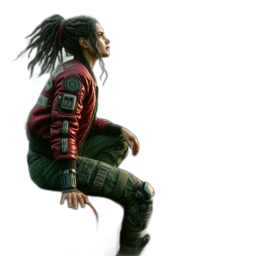 jacket, hair, creature, concept art transparent PNG cut-out