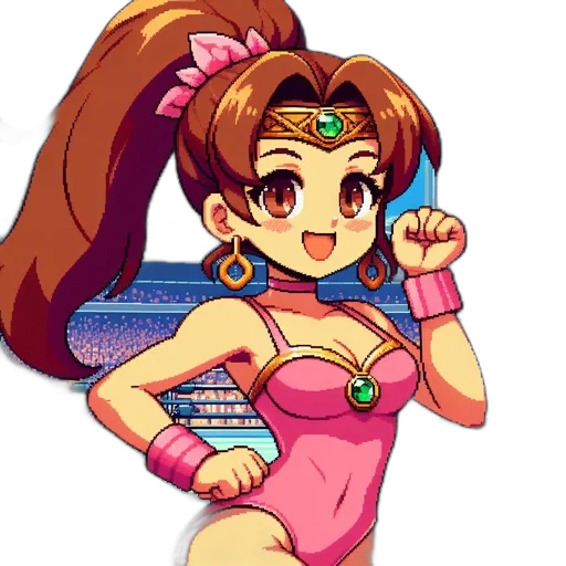 pixel art, vaporwave, anime, cartoon transparent PNG cut-out
