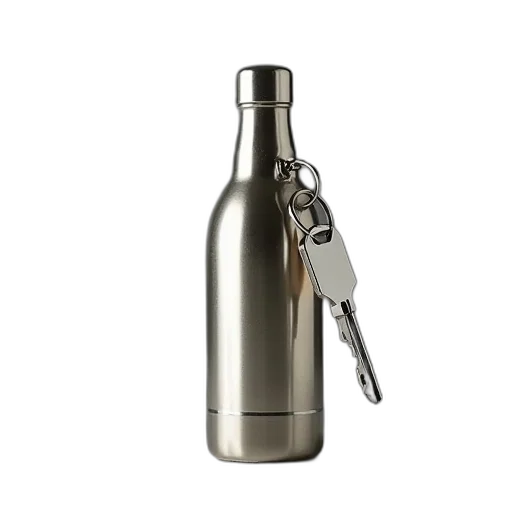 bottle, aluminium, keyholder transparent PNG cut-out