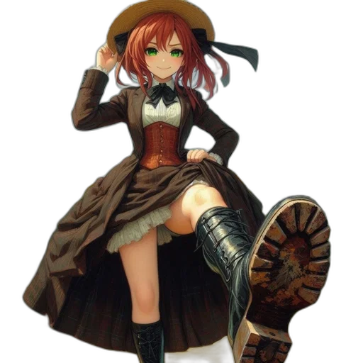 dress, staff, weapon, hat transparent PNG cut-out