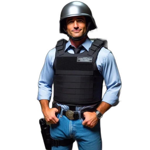weapon, robot, jacket, staff transparent PNG cut-out