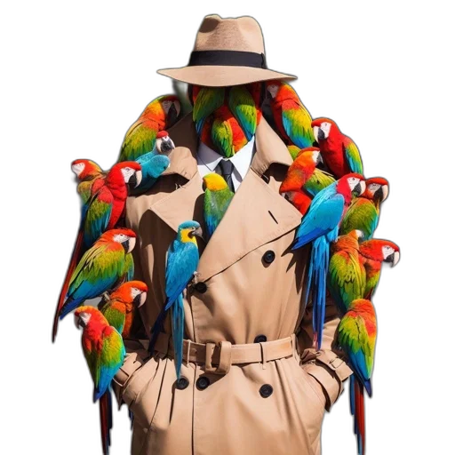 jacket, hat, animal, staff transparent PNG cut-out