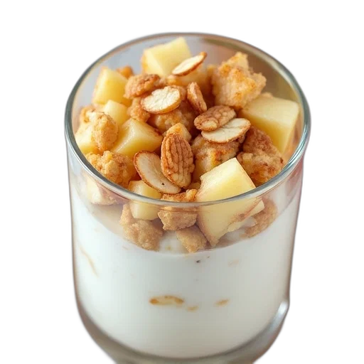 food, apple, yogurt, parfait transparent PNG cut-out