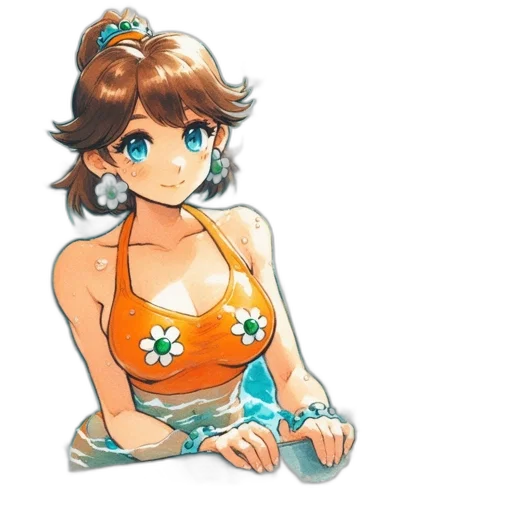 dress, jewelry, flower, staff transparent PNG cut-out