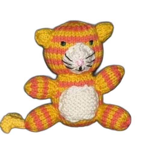 knitted, cat, toy, orange transparent PNG cut-out
