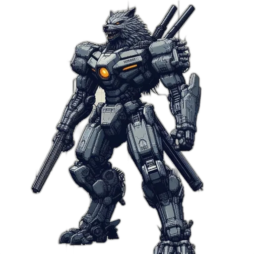 robot, weapon, concept art, 3d render transparent PNG cut-out
