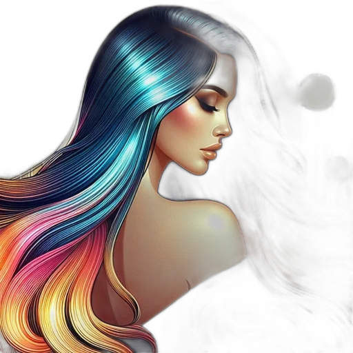 hair, fantasy art, photorealistic, watercolor transparent PNG cut-out