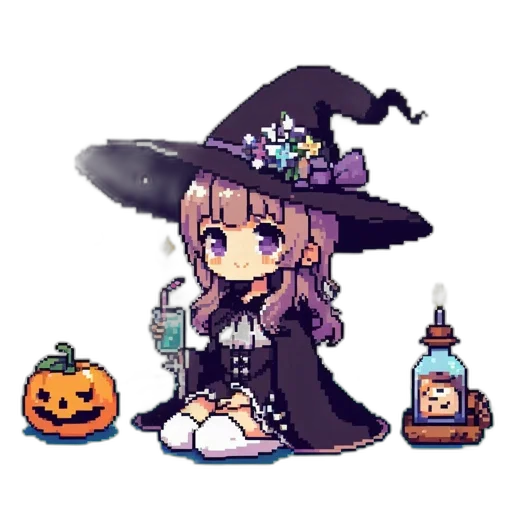 staff, hat, dress, creature transparent PNG cut-out