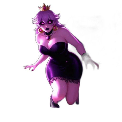 dress, crown, creature, staff transparent PNG cut-out