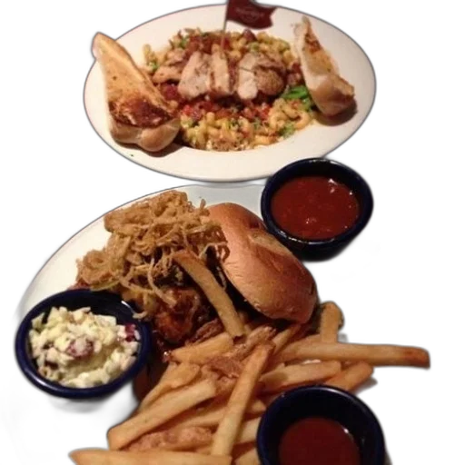 food, plate, fries, coleslaw transparent PNG cut-out