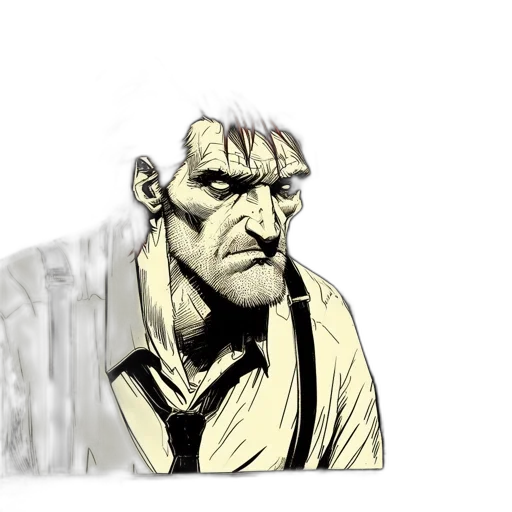 face, jacket, creature, comic book art transparent PNG cut-out