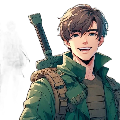 weapon, jacket, anime, comic book art transparent PNG cut-out