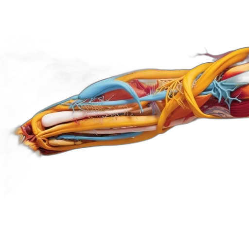 detailed, labeled, colored, anatomical transparent PNG cut-out